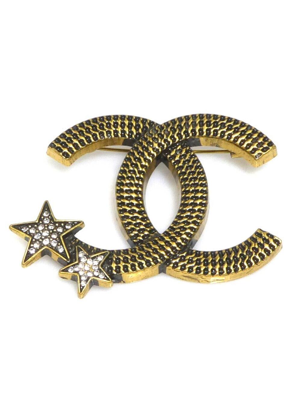Chanel Cc Logo Brooch Gold-Tone Metal #250167C68B